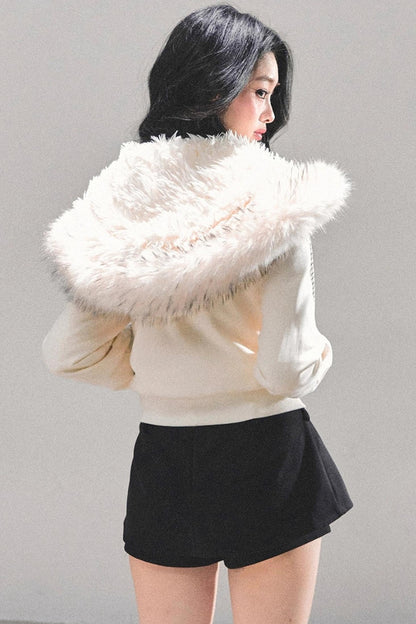 Lamb Wool Hooded Winter Coat