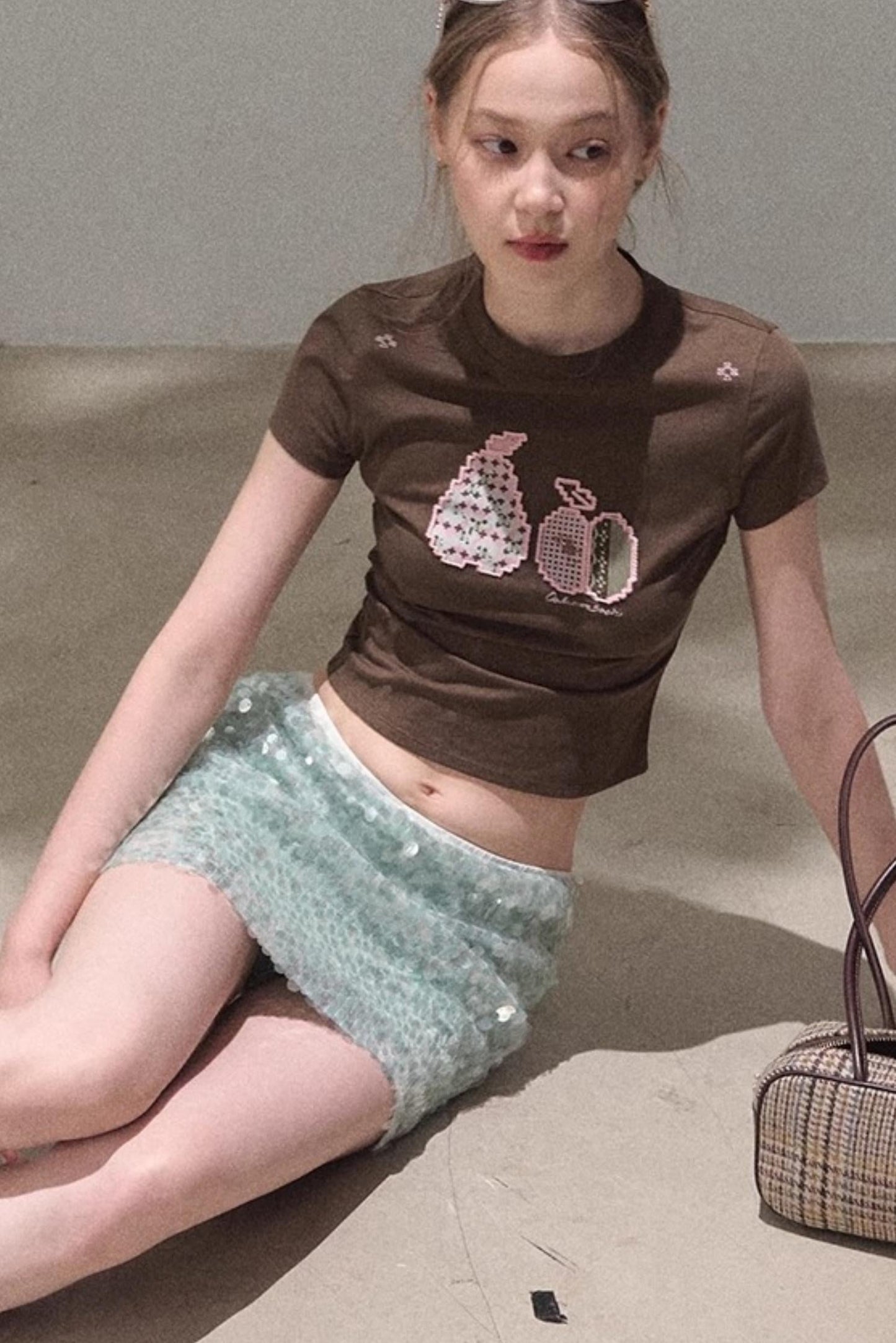 Dual-Color Sequin A-Line Mini Skirt