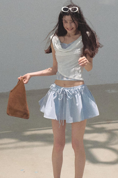 Embroidered Puffy A-Line Skirt