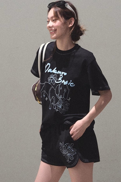 Cotton Lounge Top Shorts Set-Up