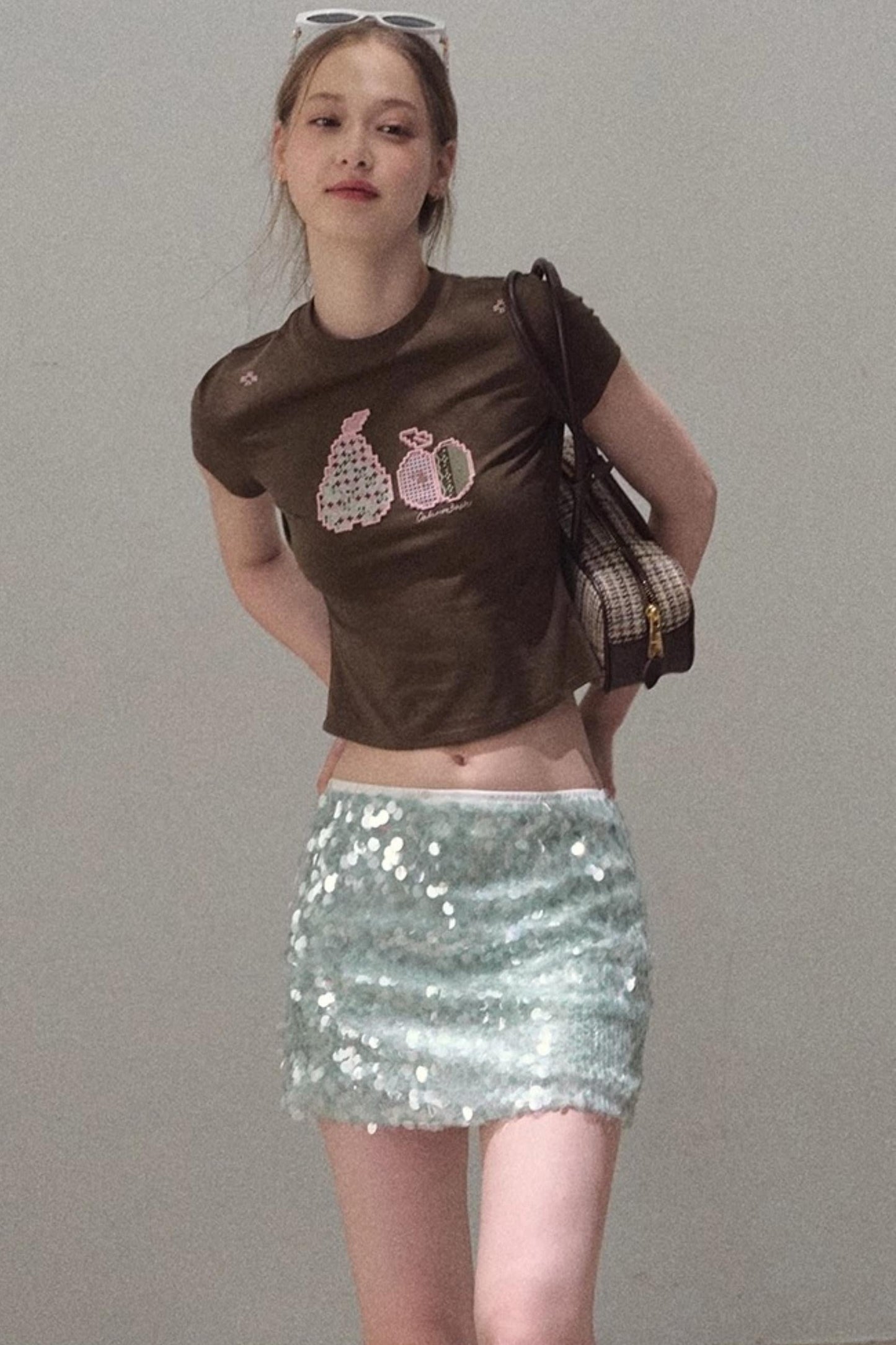 Dual-Color Sequin A-Line Mini Skirt