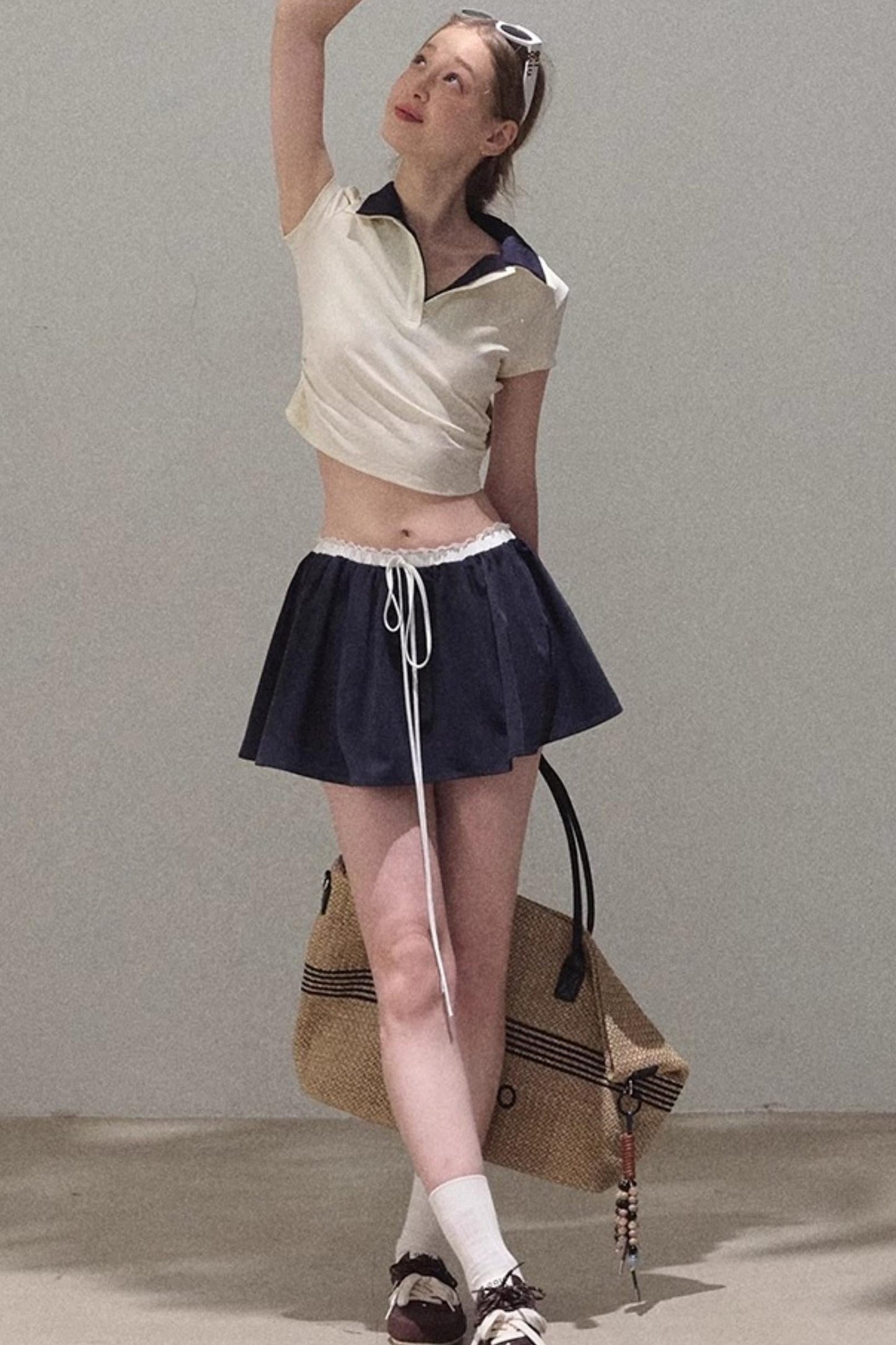 Vintage Lace Poncho Polo Skirt Set-Up