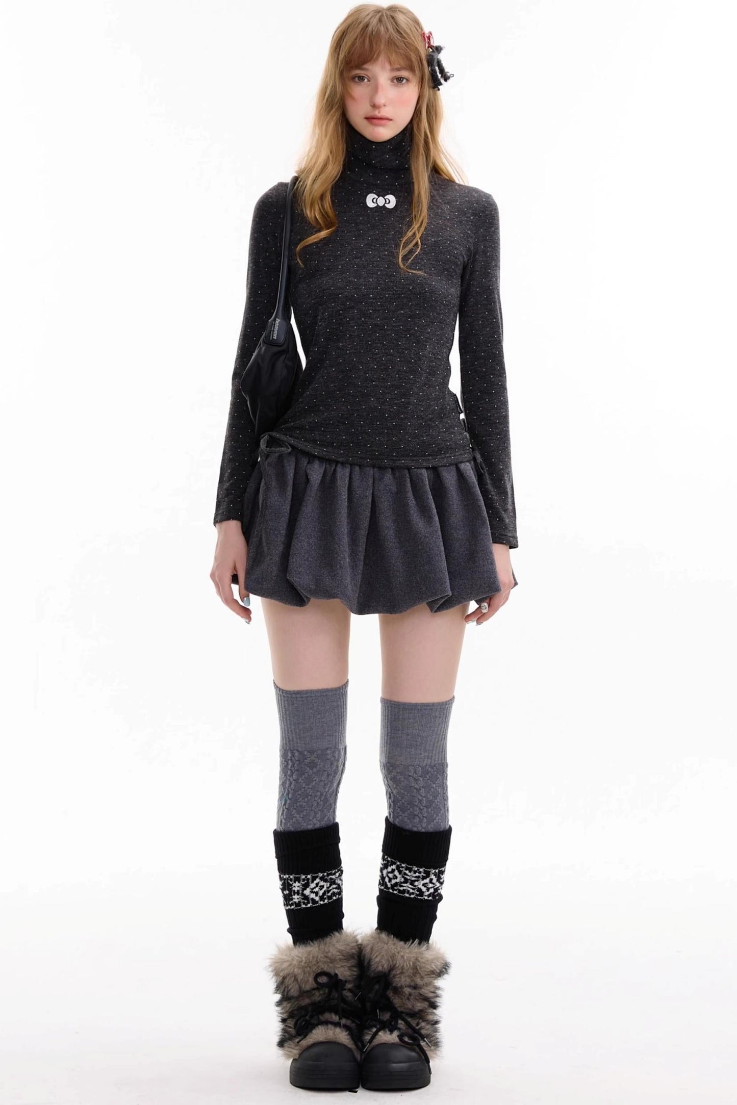 Autumn High Waisted Woolen A Line Skirt