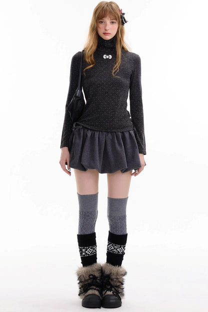 Autumn High Waisted Woolen A Line Skirt