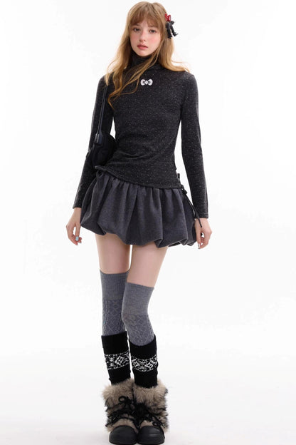 Autumn High Waisted Woolen A Line Skirt
