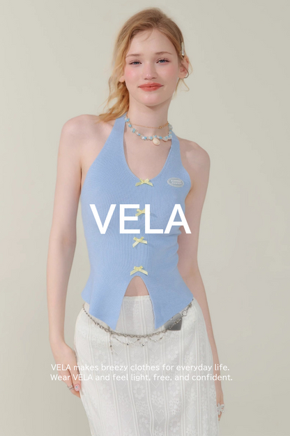 Retro Sleeveless Bow Vest