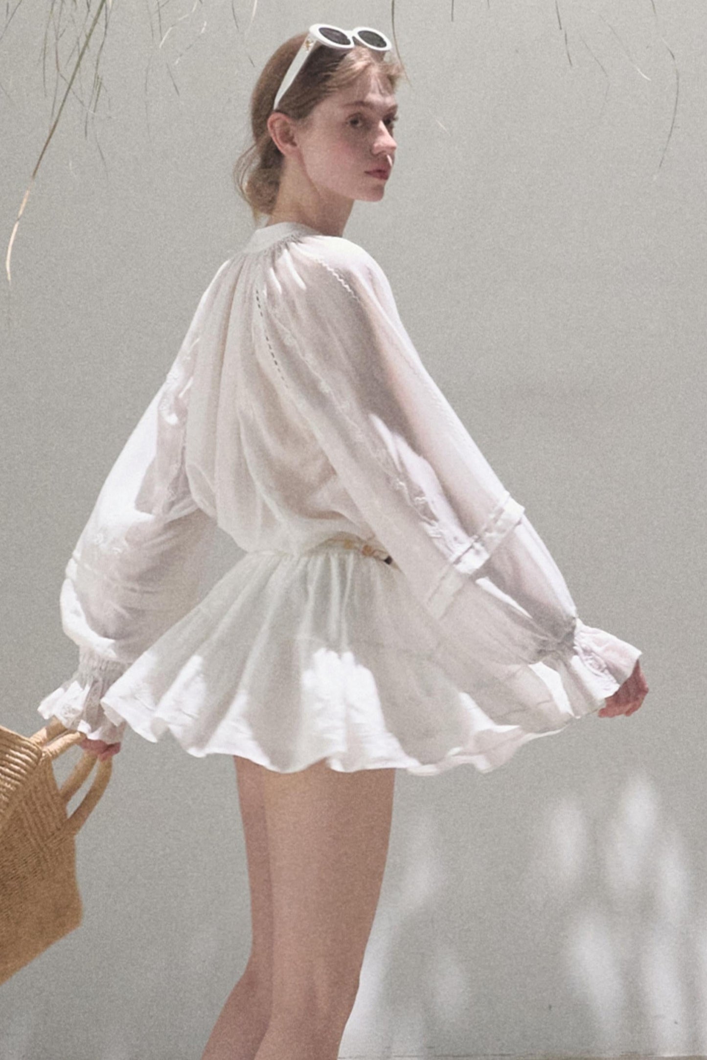 Relaxed Bubble Sleeve Skirt Set-Up