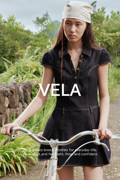 Summer Cicadas Denim V-Neck Waist Dress