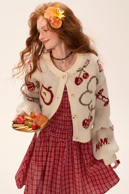 Knitted Cherry Cardigan