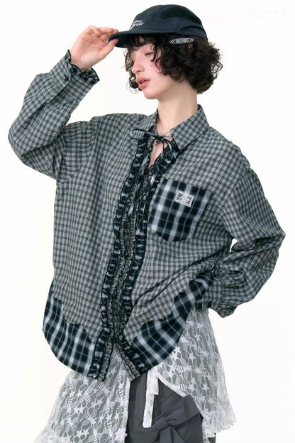 Retro Plaid Long-Sleeved Shirt