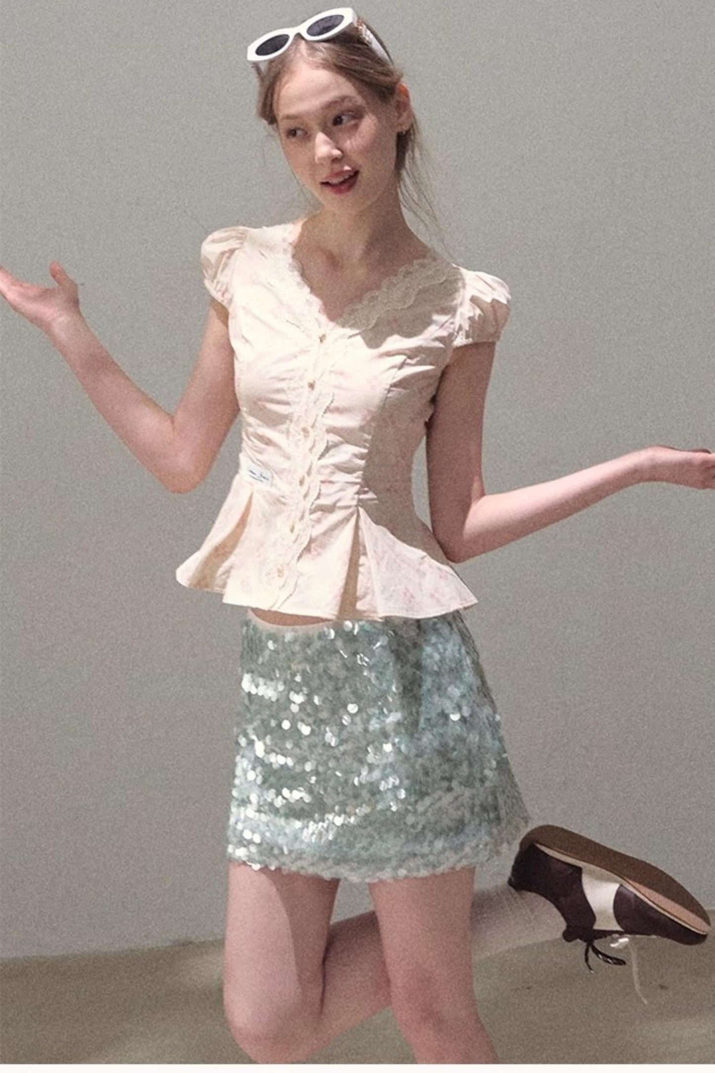 Dual-Color Sequin A-Line Mini Skirt