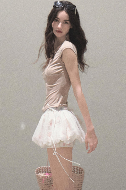 Floral Peplum Culottes Skirt Set