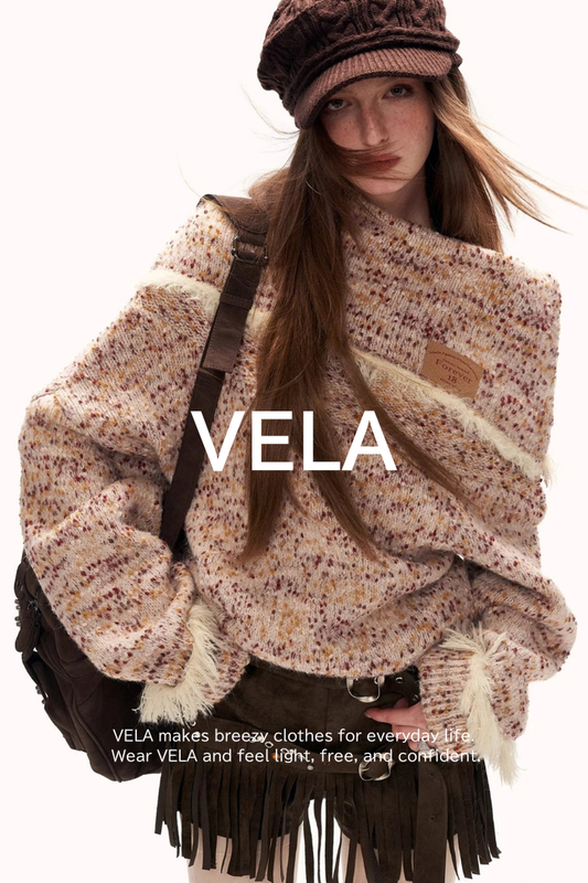 Mixed Yarn Slanted Shoulder Sweater