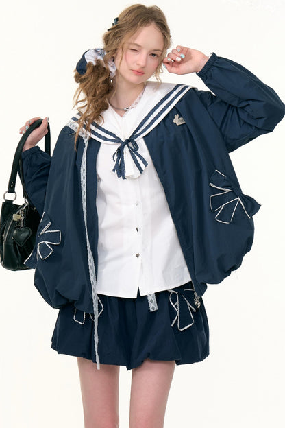 Autumn Winter Dark Blue Jacket