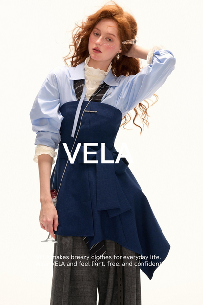 Blue Irregular Waist Dress