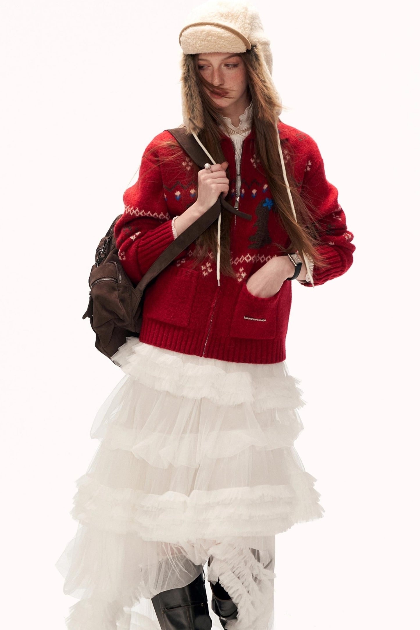 Snowflake Rabbit Knit Cardigan