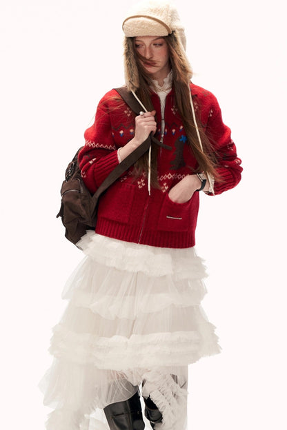 Snowflake Rabbit Knit Cardigan