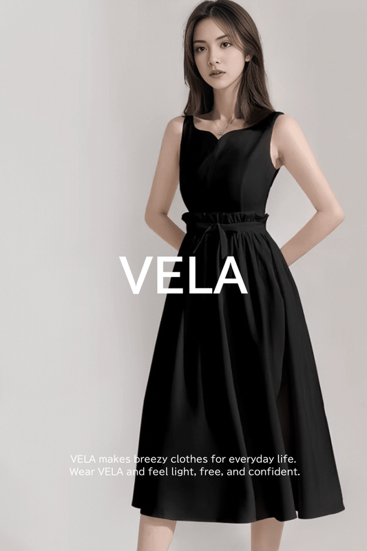Scalloped Neck Dress with Ribbon Waist