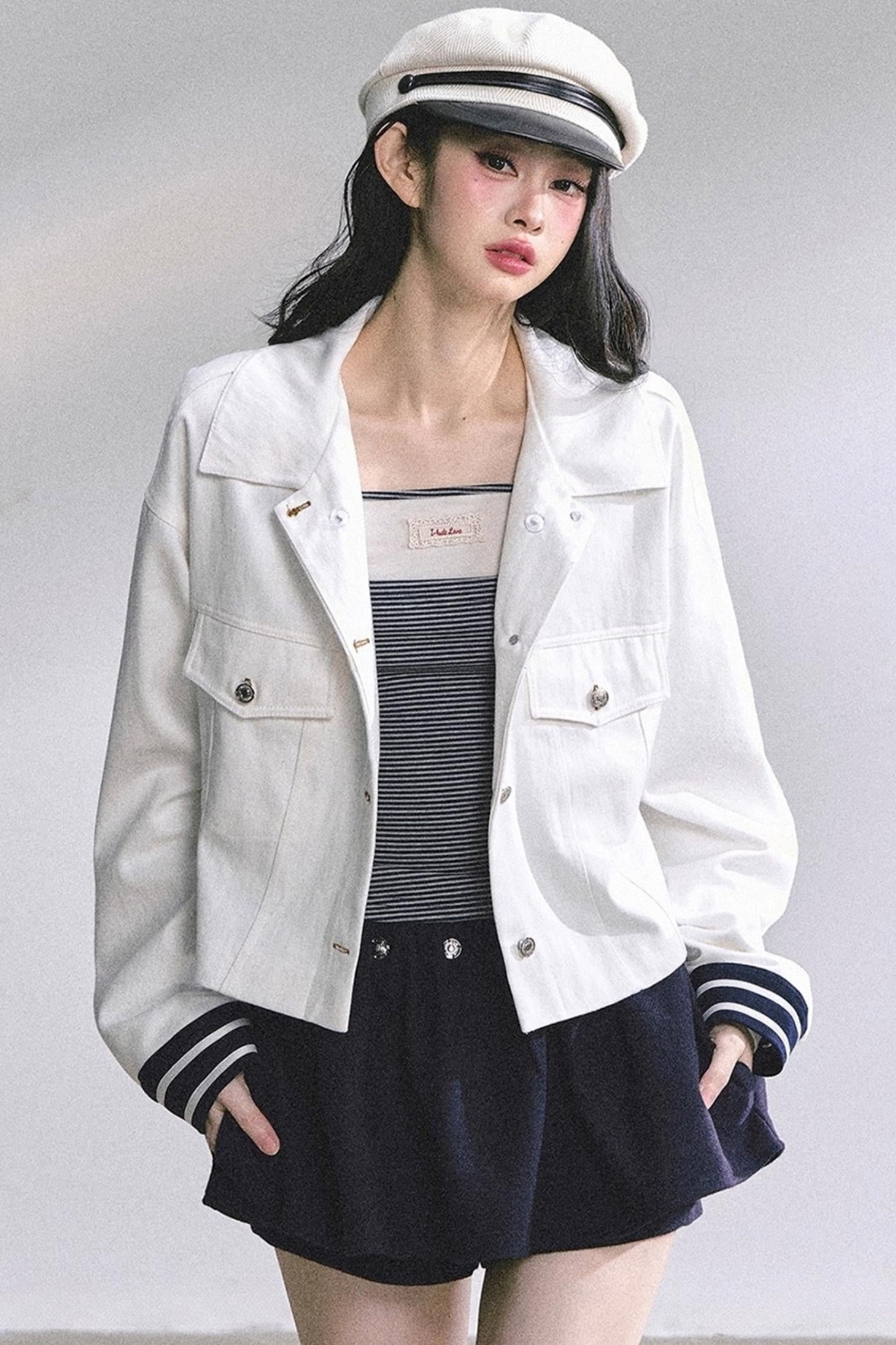 Luxury Denim Cargo Jacket