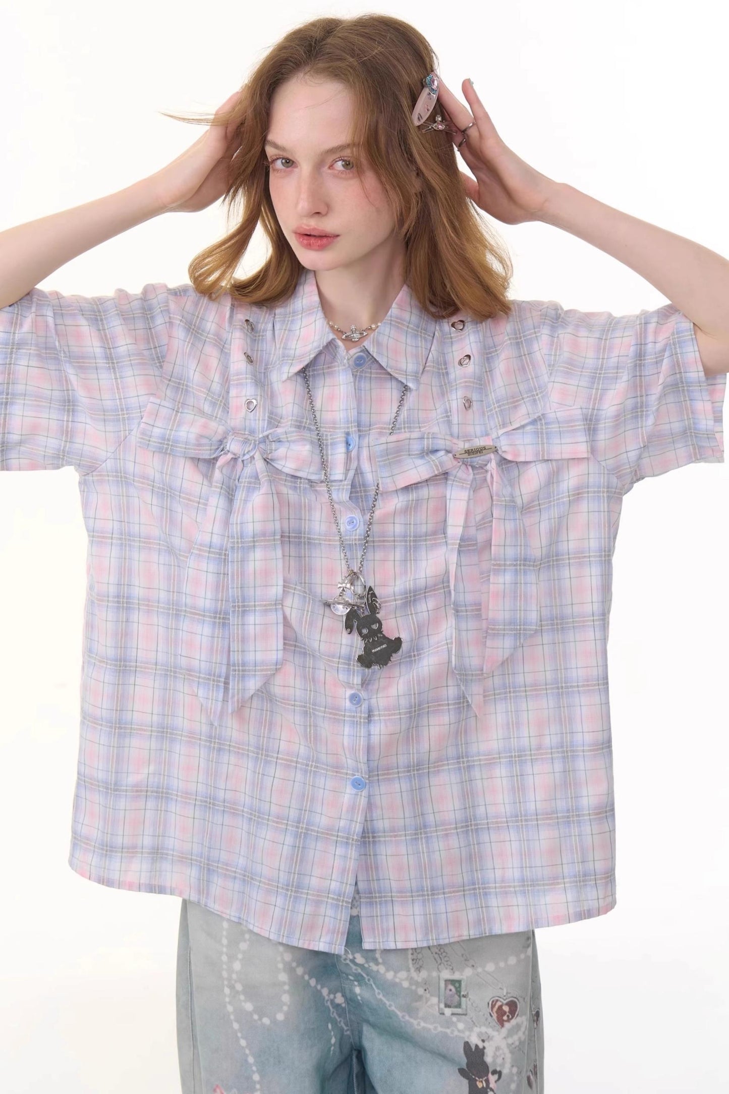 Vintage Pink Plaid Top