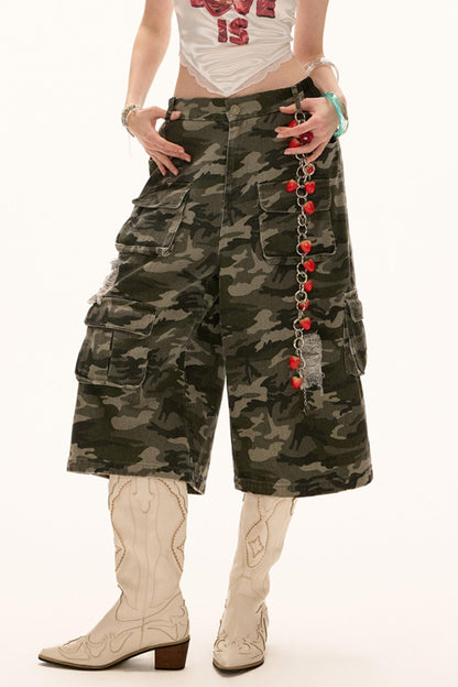 Camouflage Denim Shorts