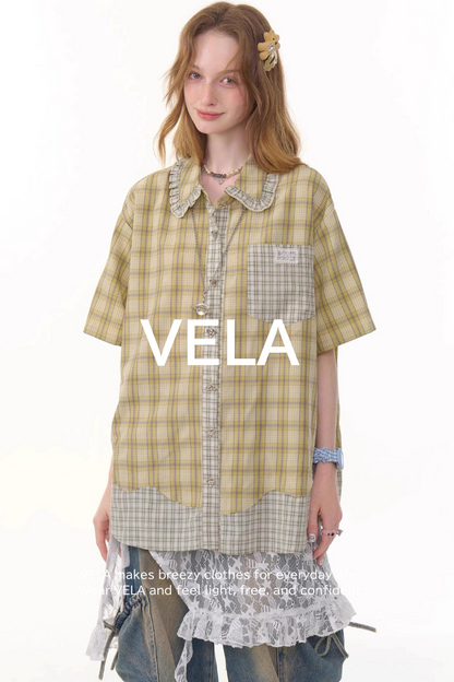 Plaid Doll Collar Shirt