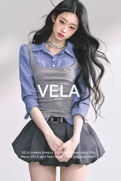 Blue Gray Plaid Shirt