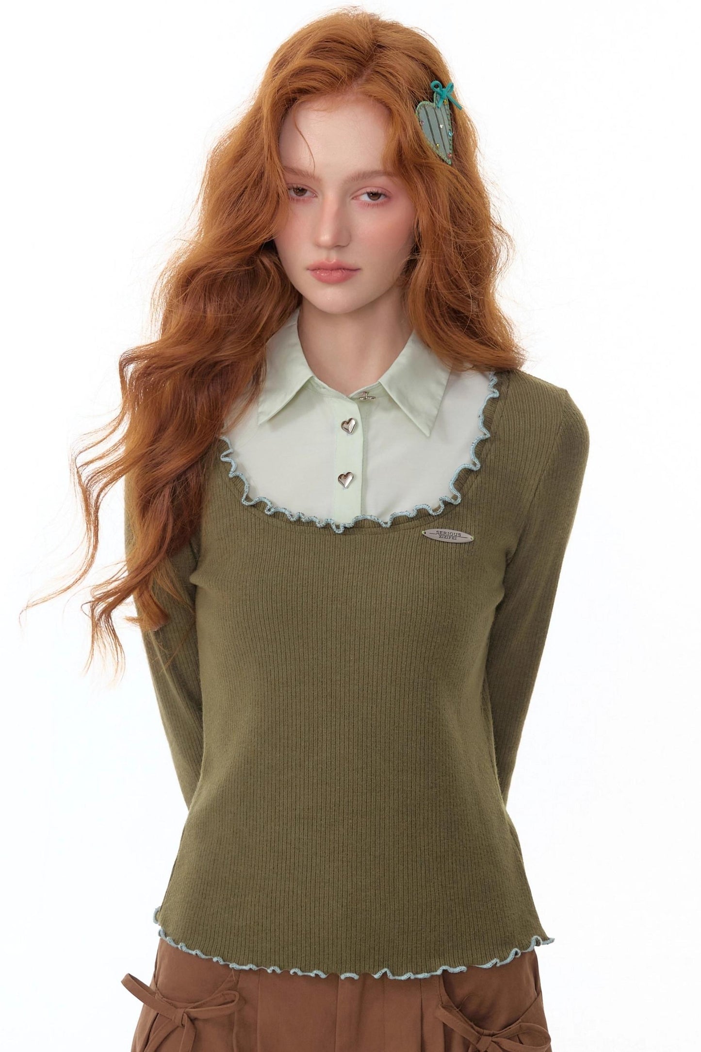 Polo Collar Long Sleeve T-Shirt