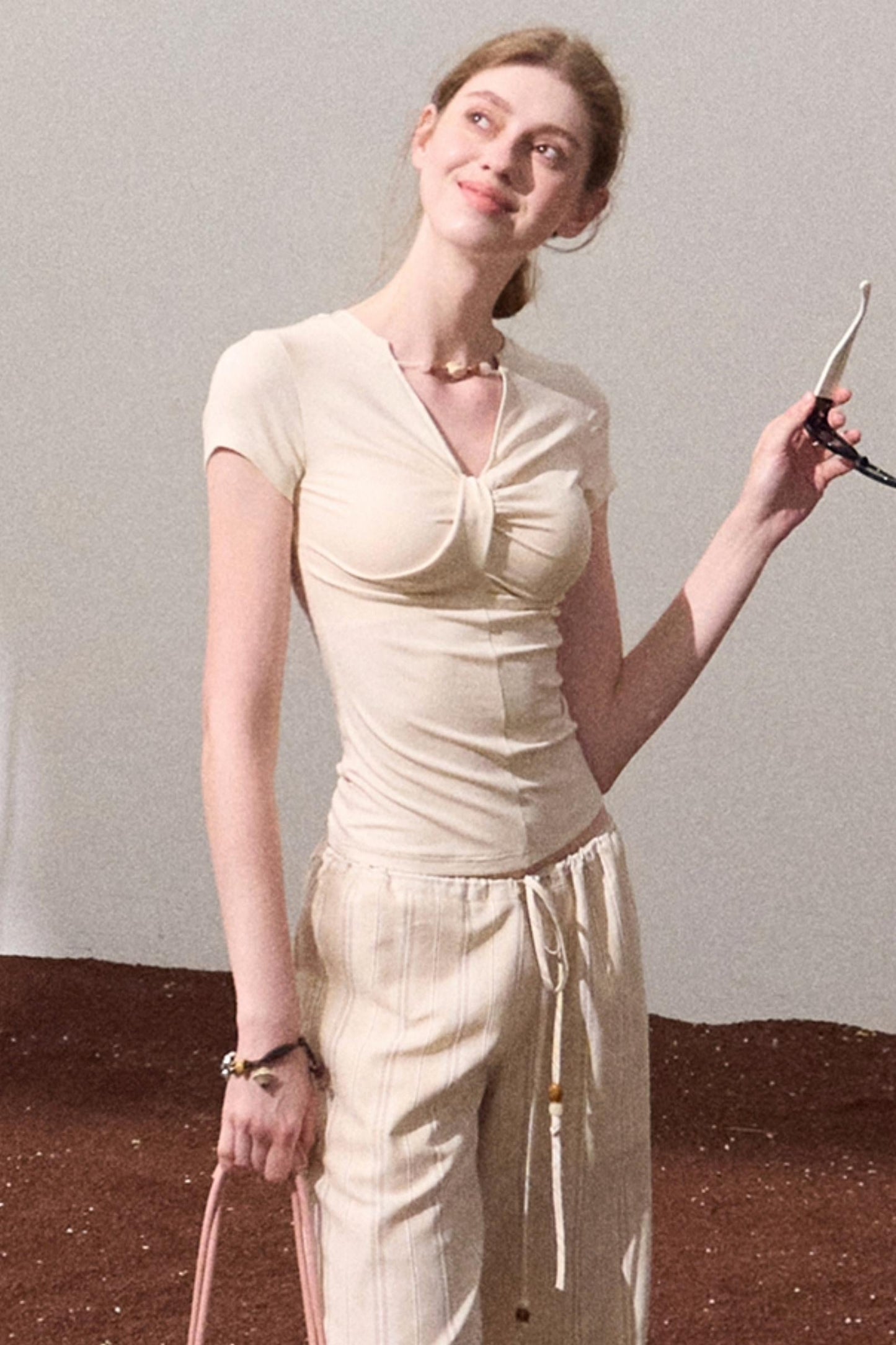 Cool Beaded V-Neck Tee