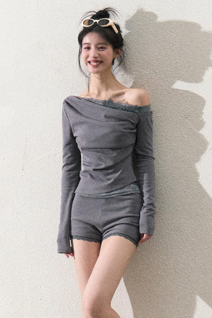 Elegant One-Shoulder Tops Set-Up