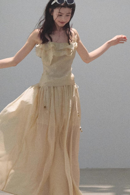 Summer Ruffled Camisole Skirt Set-Up