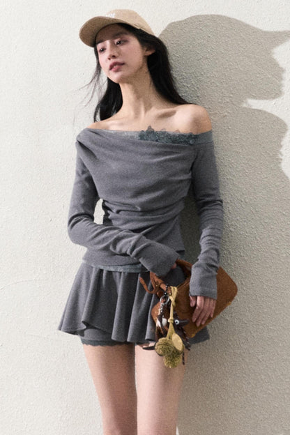 Elegant One-Shoulder Tops Set-Up