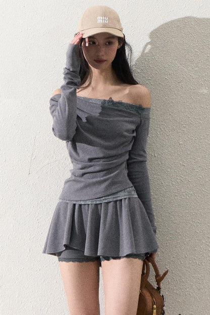 Elegant One-Shoulder Tops Set-Up