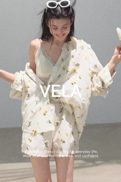 Flowers Cotton Embroidered Casual Shirt Set-Up