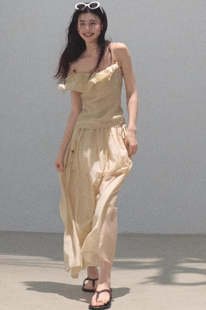 Summer Ruffled Camisole Skirt Set-Up