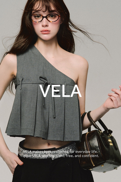 Grey Racer Pleated Sleeveless Top