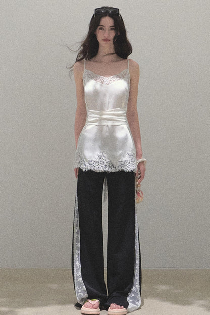 Copper Lace Wide Leg Pants