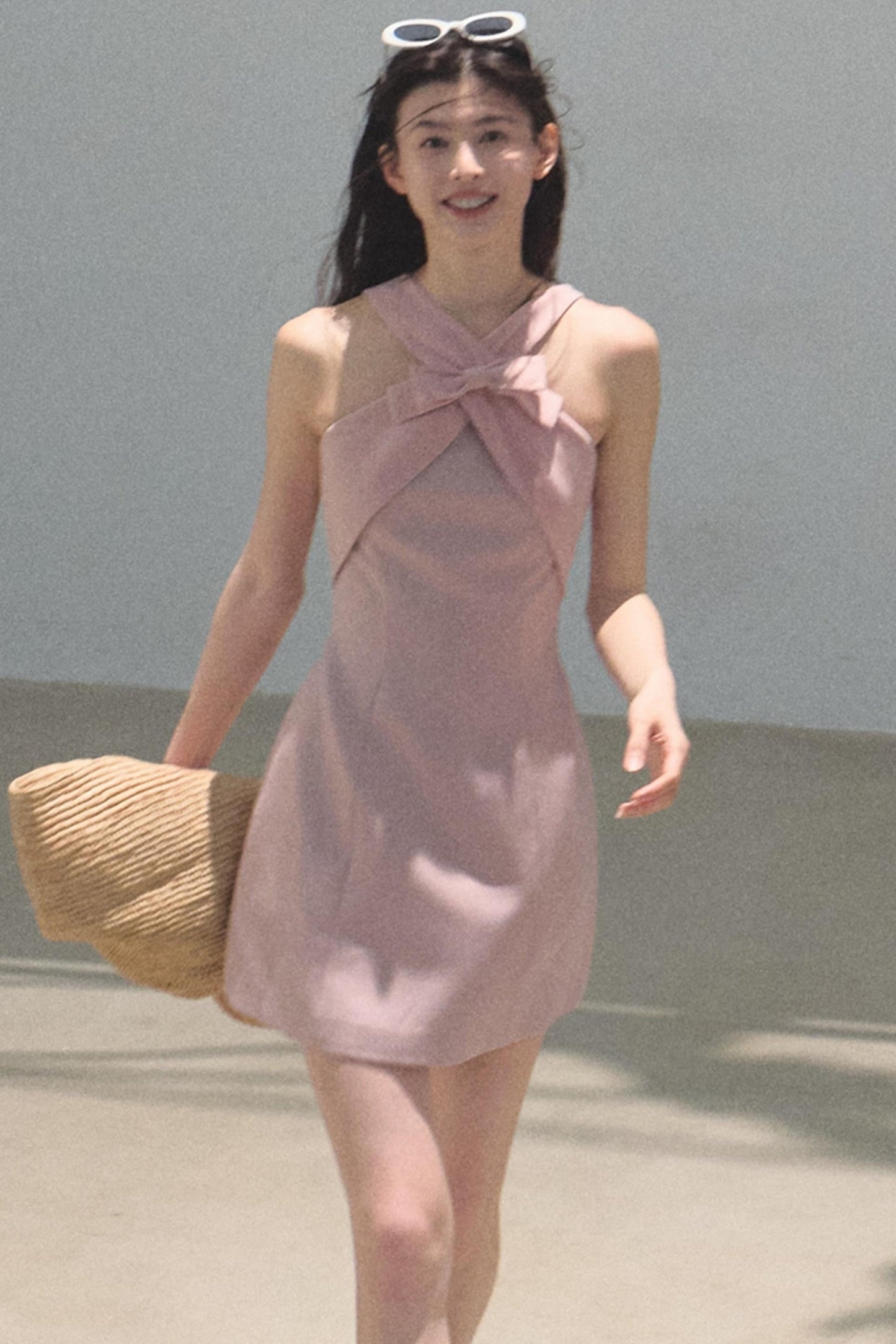 Cherry Melon Sleeveless Halterneck A-Line Dress