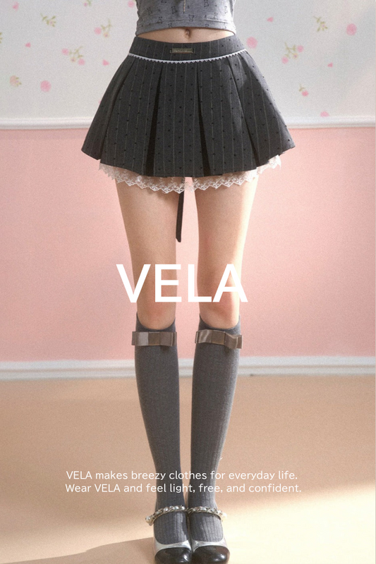 Buff Gray A-Line Pleated Skirt