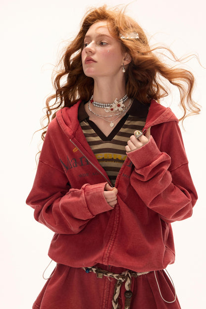 Autumn Logo Hooded Zipper Dress