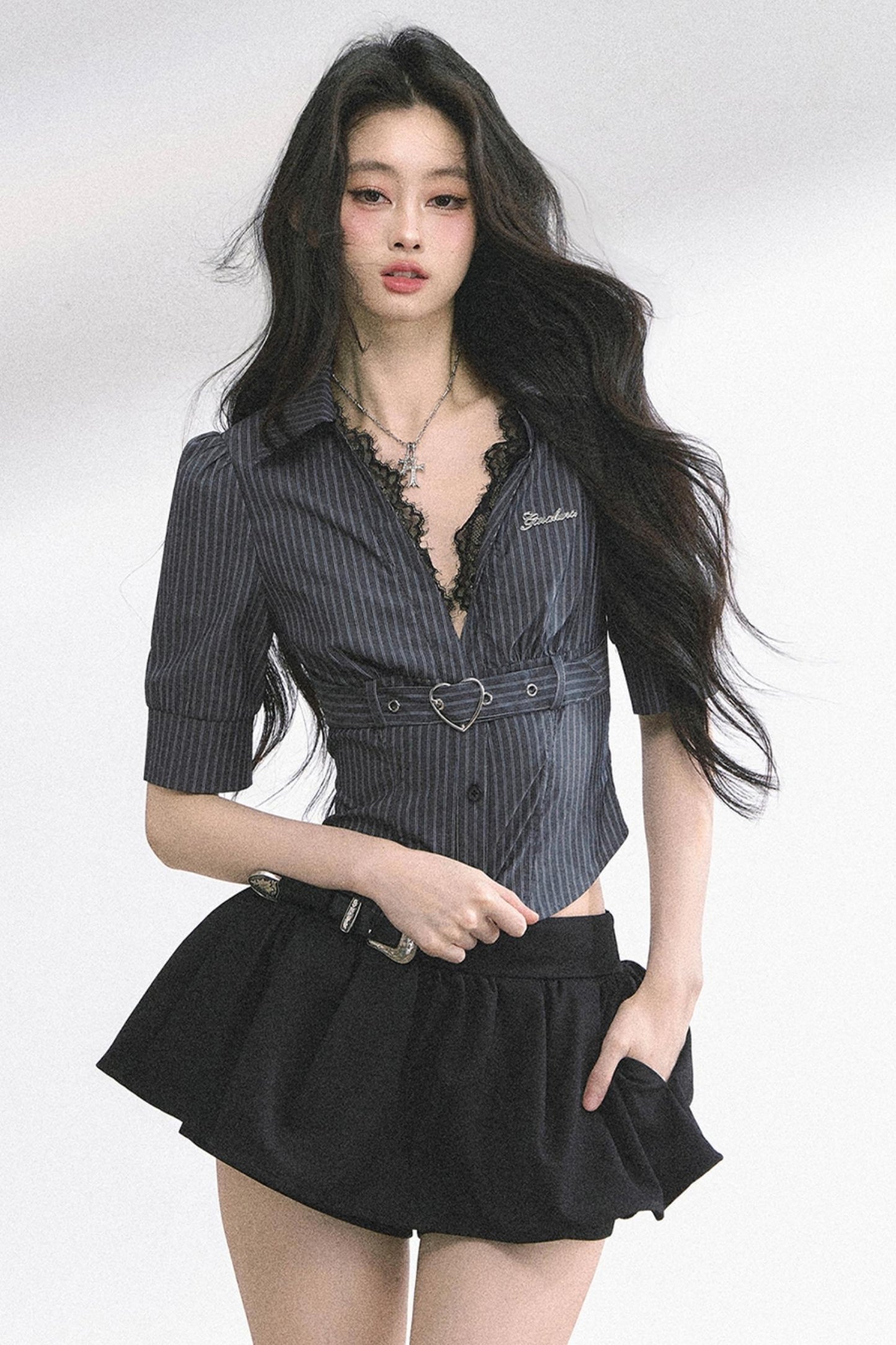 French V-Neck Lace Top