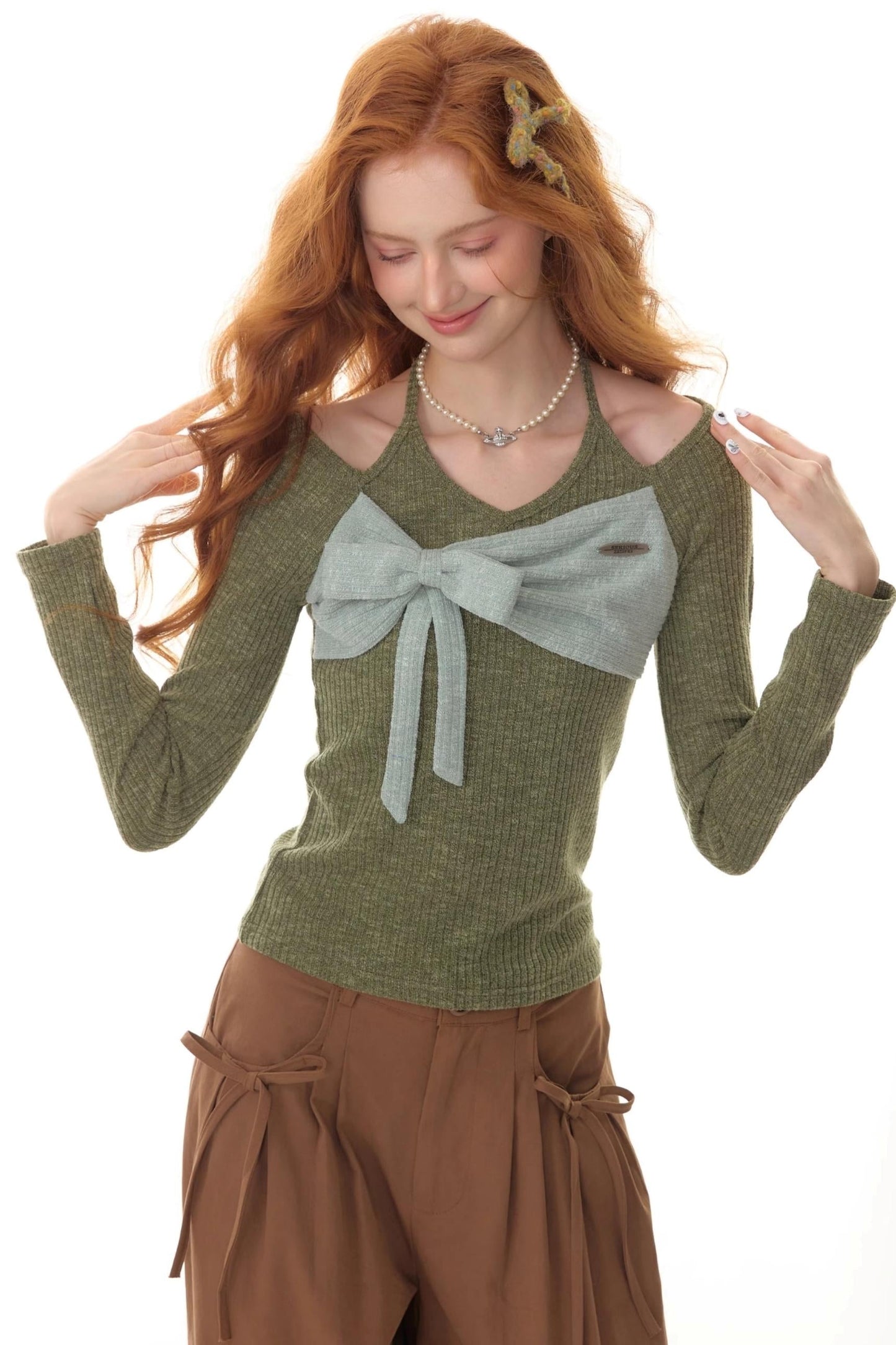Patchwork Halterneck Knitted Top