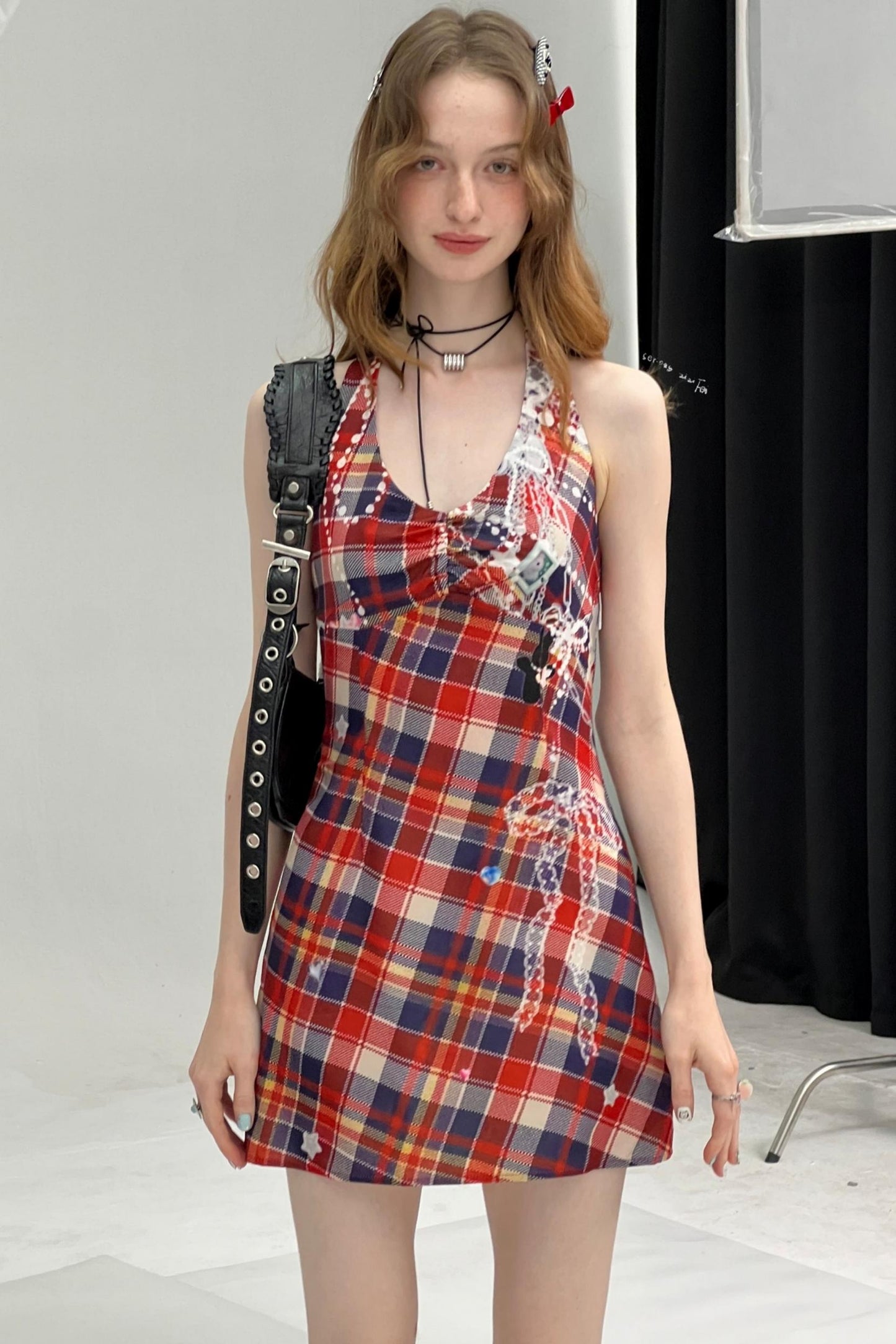 Chic Plaid Halter Dress