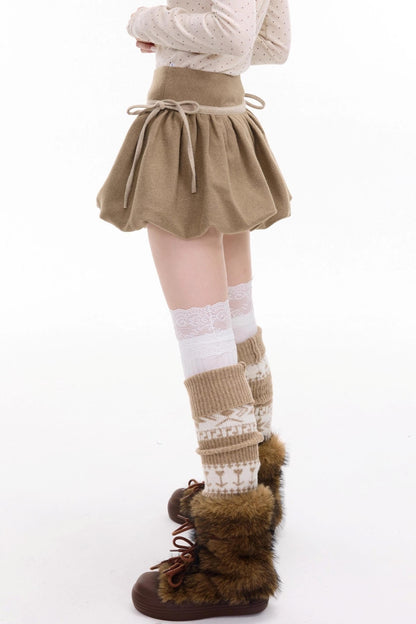Autumn High Waisted Woolen A Line Skirt