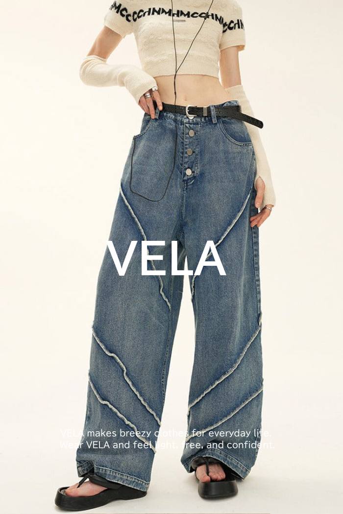 button wash straight-leg pants