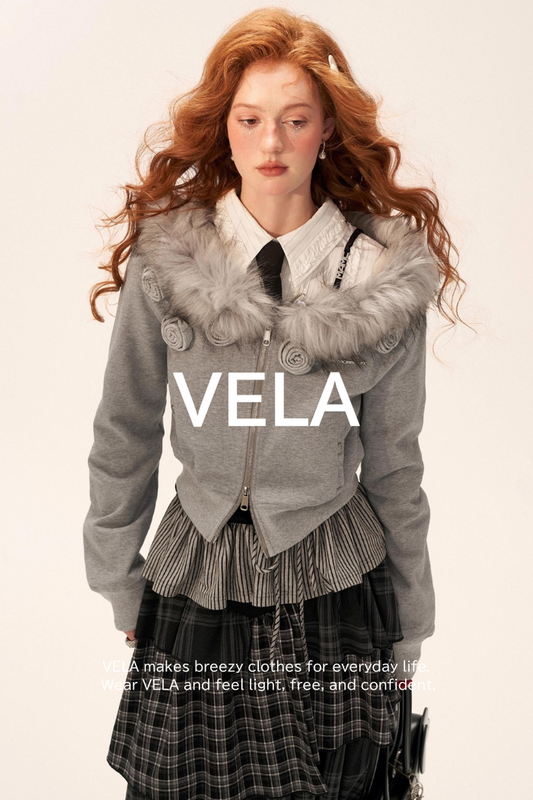 Detachable Fur Collar Double Zipper Jacket