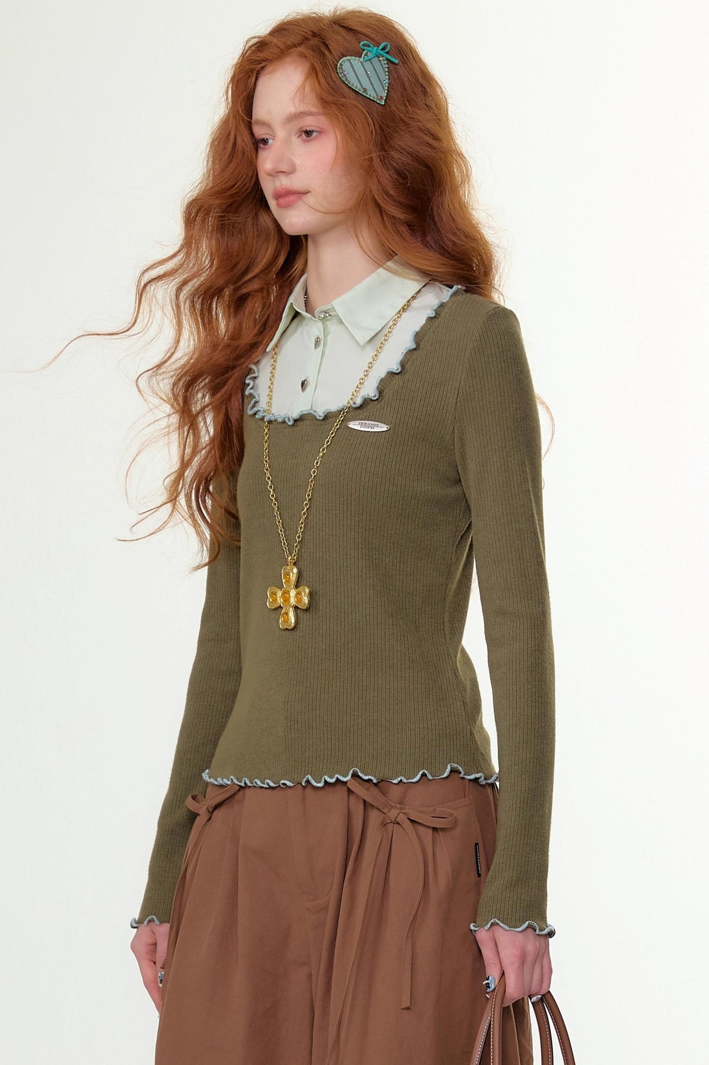 Polo Collar Long Sleeve T-Shirt