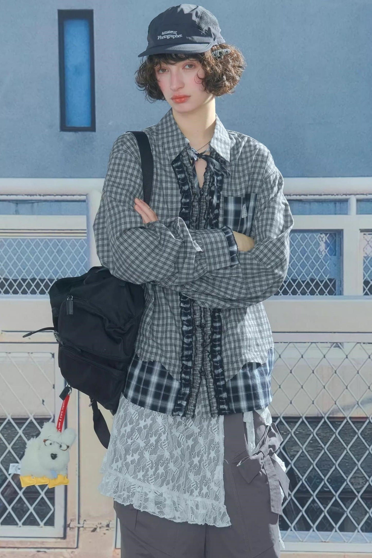 Retro Plaid Long-Sleeved Shirt