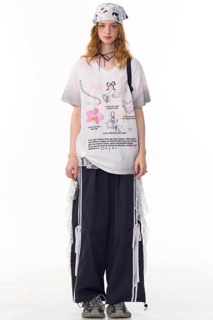 Retro Draped Wide-Leg Sweatpants