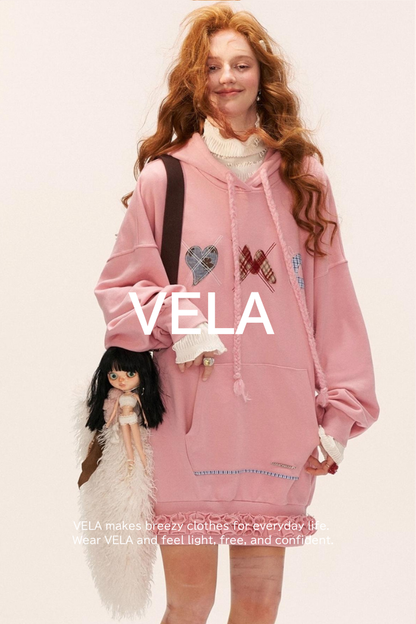 Patch Plaid Hooded Dress